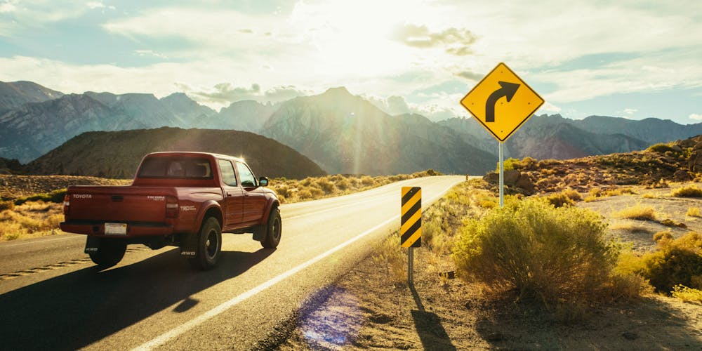 Pickup truck on highway