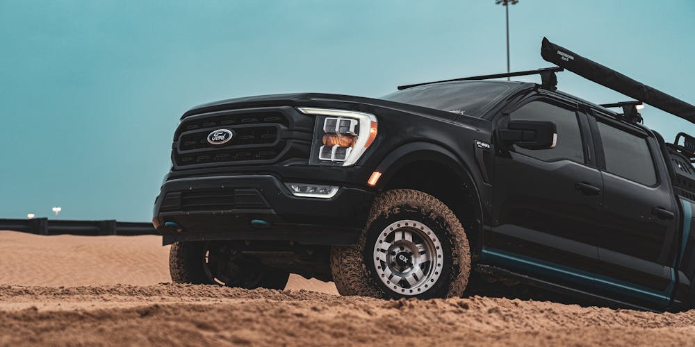 Black Ford F-150 truck